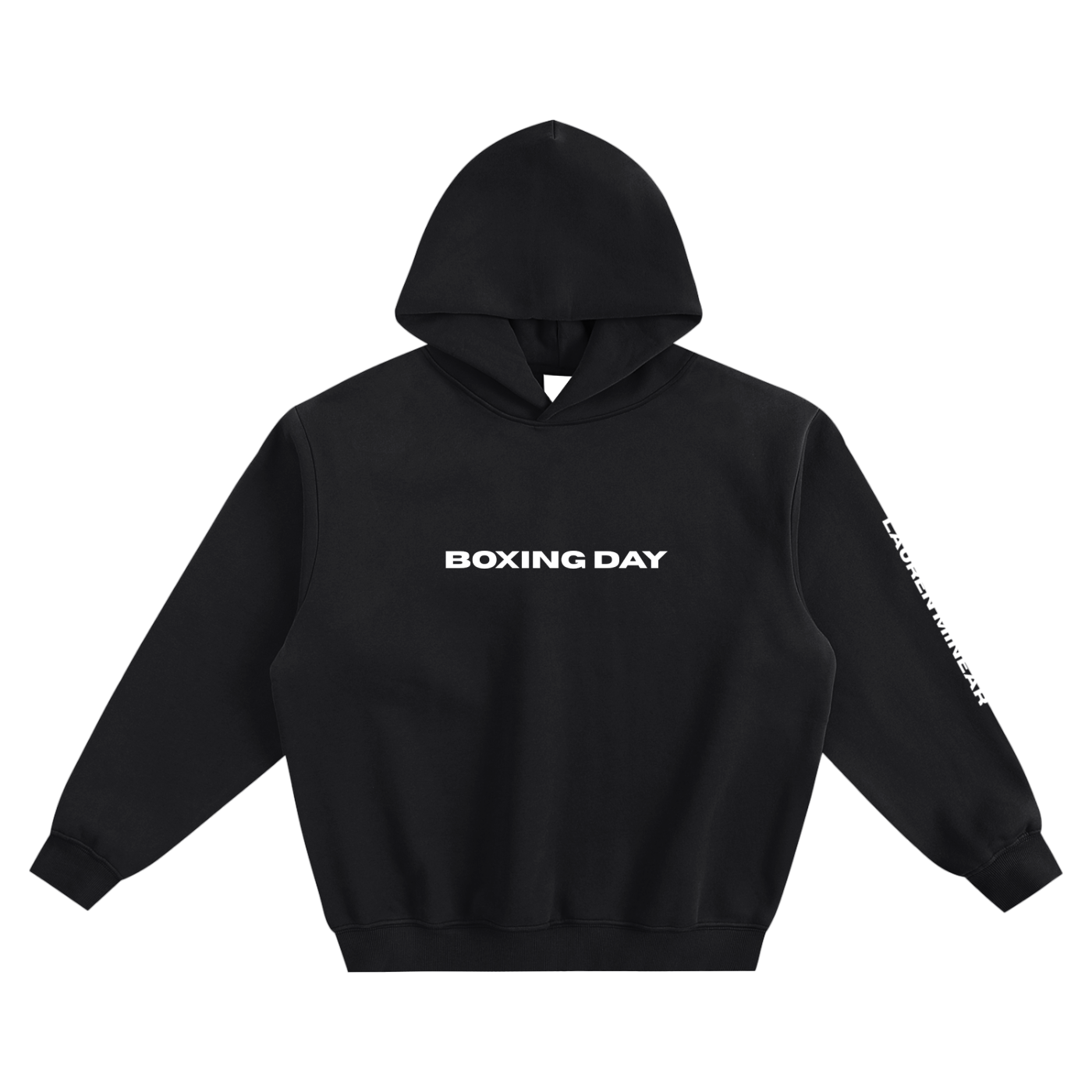 Boxing Day Fleeced Boxy Hoodie w/ Hand-drawn art by Tabetha Baldwin (White)