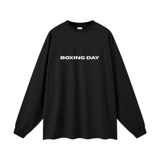 Boxing Day Oversized Unisex Long Sleeve T-Shirt w/ Hand-drawn Design by Tabetha Baldwin (White)